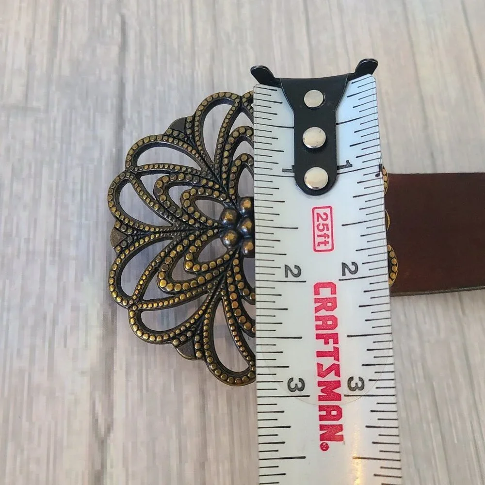 Vintage Old Navy Italian Leather Belt Boho Buckle Womens Measures L USA - Picture 8 of 8